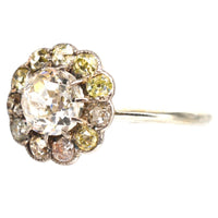 Edwardian 18ct White Gold, Old Mine Cut Diamond Cluster Ring | Parkin and Gerrish (UK)