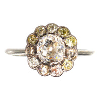 Edwardian 18ct White Gold, Old Mine Cut Diamond Cluster Ring | Parkin and Gerrish (UK)