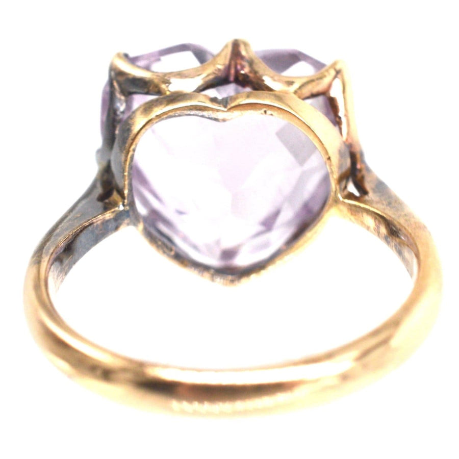 Edwardian 9ct Gold Amethyst Heart Shaped Ring | Parkin and Gerrish | Antique & Vintage Jewellery