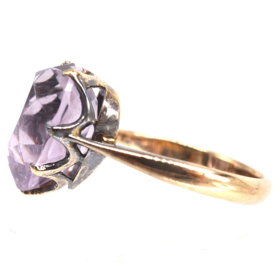 Edwardian 9ct Gold Amethyst Heart Shaped Ring | Parkin and Gerrish | Antique & Vintage Jewellery