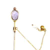 Edwardian 9ct Gold Amethyst Tie Pin with Freshwater Pearls | Parkin and Gerrish (UK)