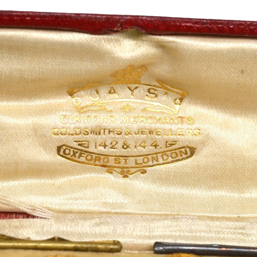 Edwardian 9ct Gold Mother of Pearl Dress Stud Buttons in Original Case | Parkin and Gerrish (UK)