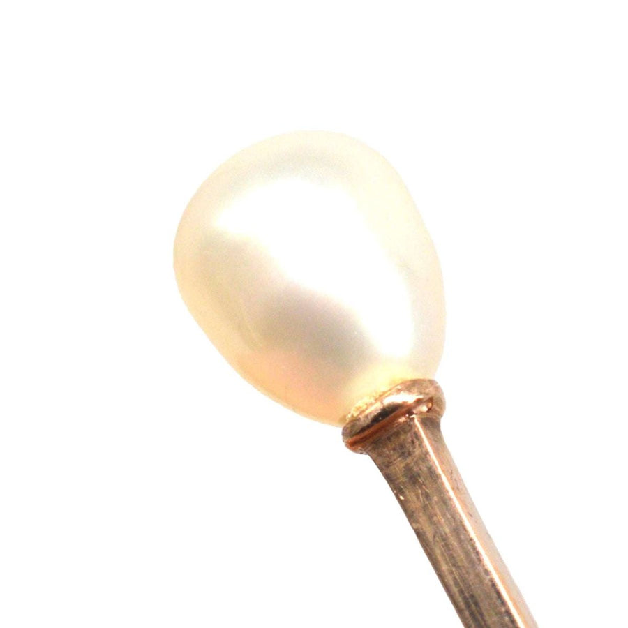 Edwardian 9ct Gold Natural Pearl Tie Pin | Parkin and Gerrish | Antique & Vintage Jewellery