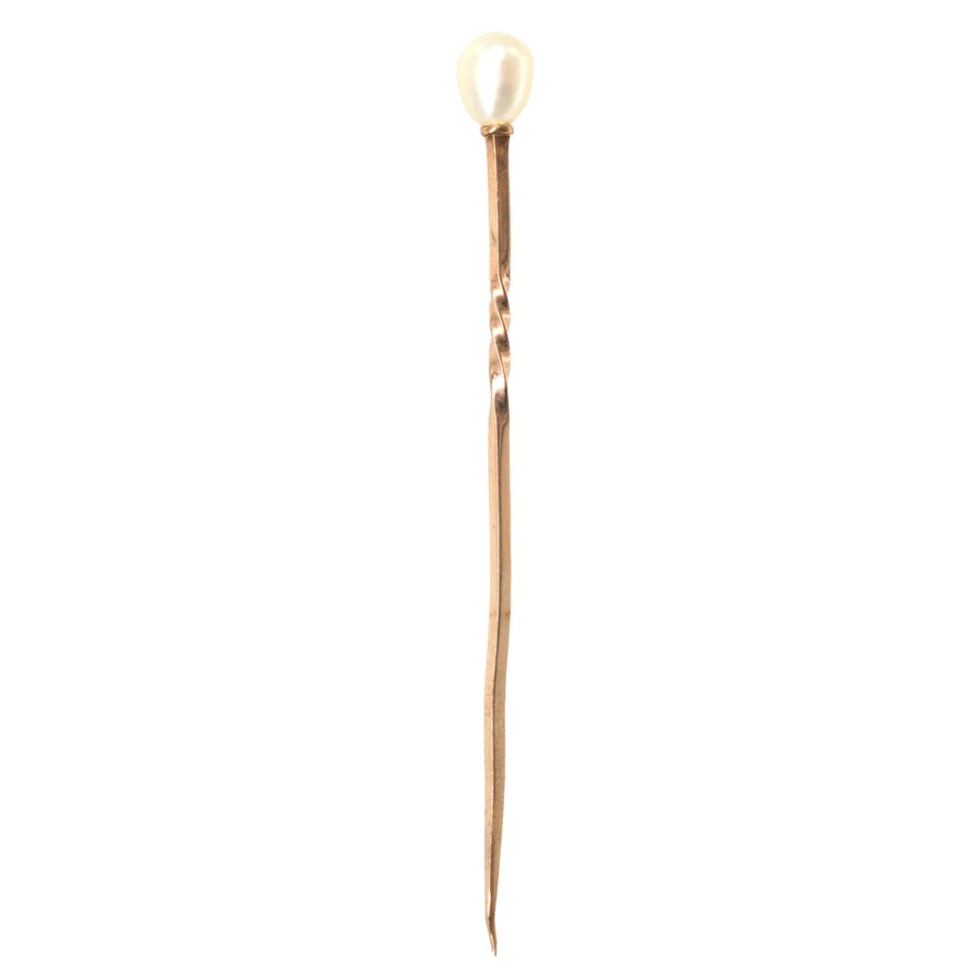 Edwardian 9ct Gold Natural Pearl Tie Pin | Parkin and Gerrish | Antique & Vintage Jewellery