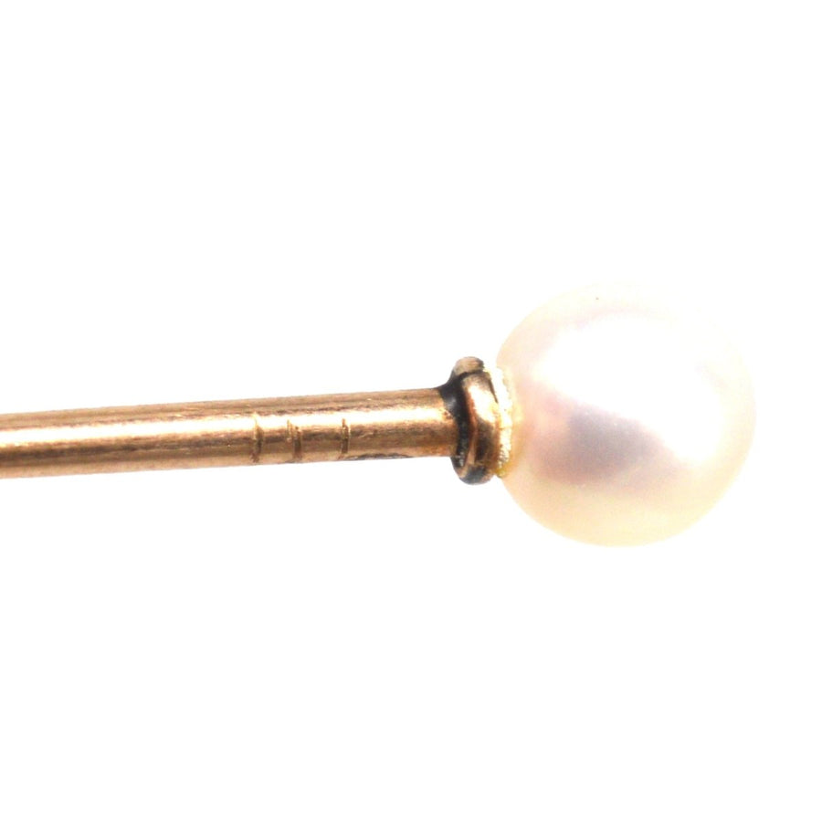 Edwardian 9ct Gold Natural Pearl Tie Pin | Parkin and Gerrish | Antique & Vintage Jewellery