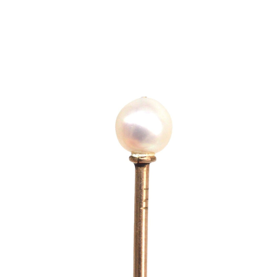Edwardian 9ct Gold Natural Pearl Tie Pin | Parkin and Gerrish | Antique & Vintage Jewellery