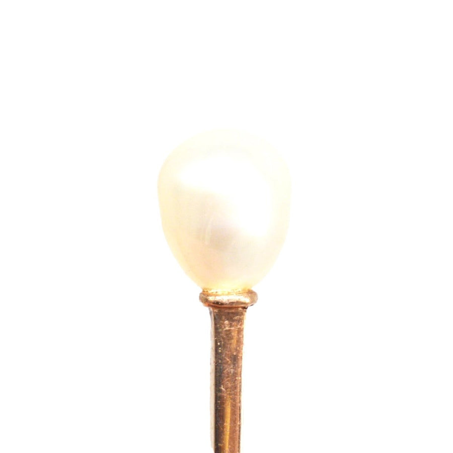 Edwardian 9ct Gold Natural Pearl Tie Pin | Parkin and Gerrish | Antique & Vintage Jewellery
