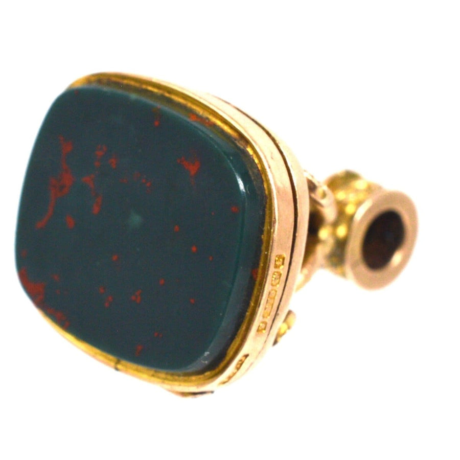 Edwardian 9ct Gold Opening Locket Seal Pendant with Bloodstone | Parkin and Gerrish | Antique & Vintage Jewellery