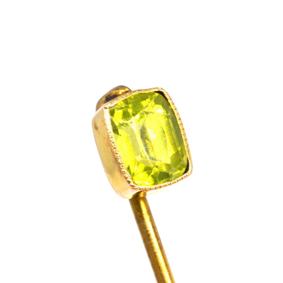 Edwardian 9ct Gold Peridot Tie Pin | Parkin and Gerrish | Antique & Vintage Jewellery