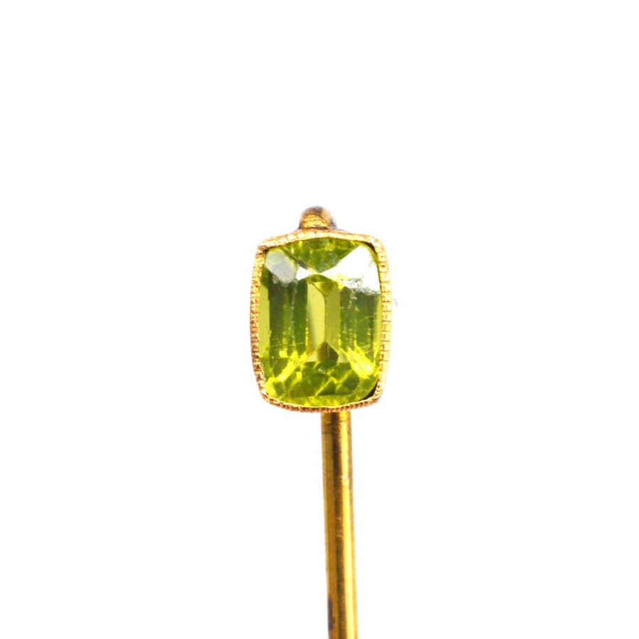 Edwardian 9ct Gold Peridot Tie Pin | Parkin and Gerrish | Antique & Vintage Jewellery