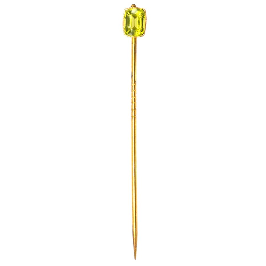 Edwardian 9ct Gold Peridot Tie Pin | Parkin and Gerrish | Antique & Vintage Jewellery