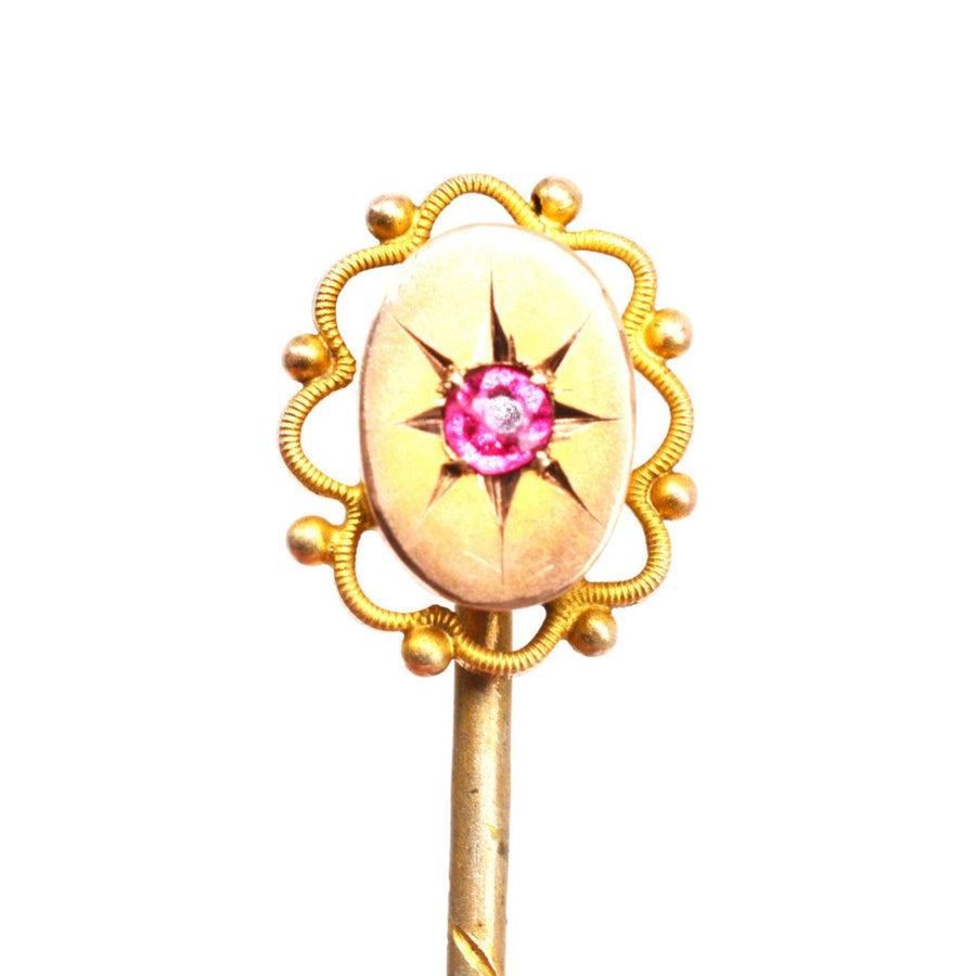 Edwardian 9ct Gold Ruby Star Tie Pin | Parkin and Gerrish | Antique & Vintage Jewellery