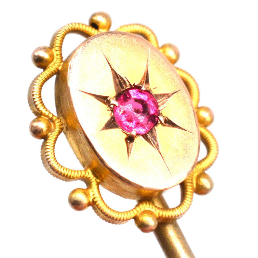 Edwardian 9ct Gold Ruby Star Tie Pin | Parkin and Gerrish | Antique & Vintage Jewellery