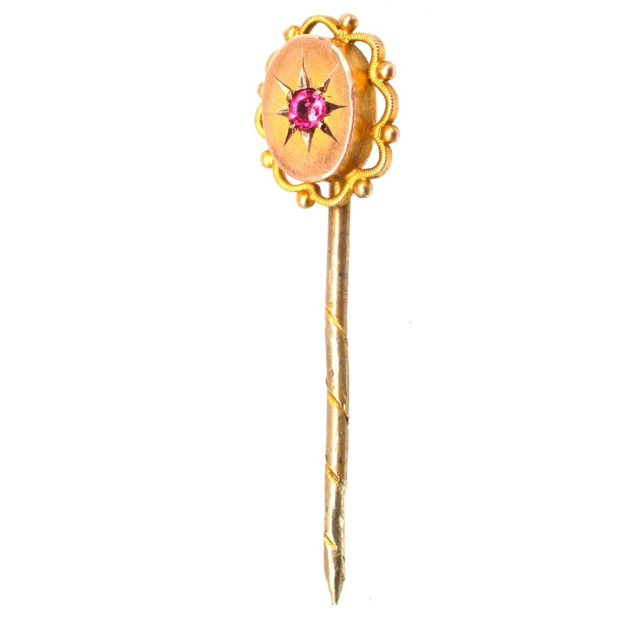 Edwardian 9ct Gold Ruby Star Tie Pin | Parkin and Gerrish | Antique & Vintage Jewellery
