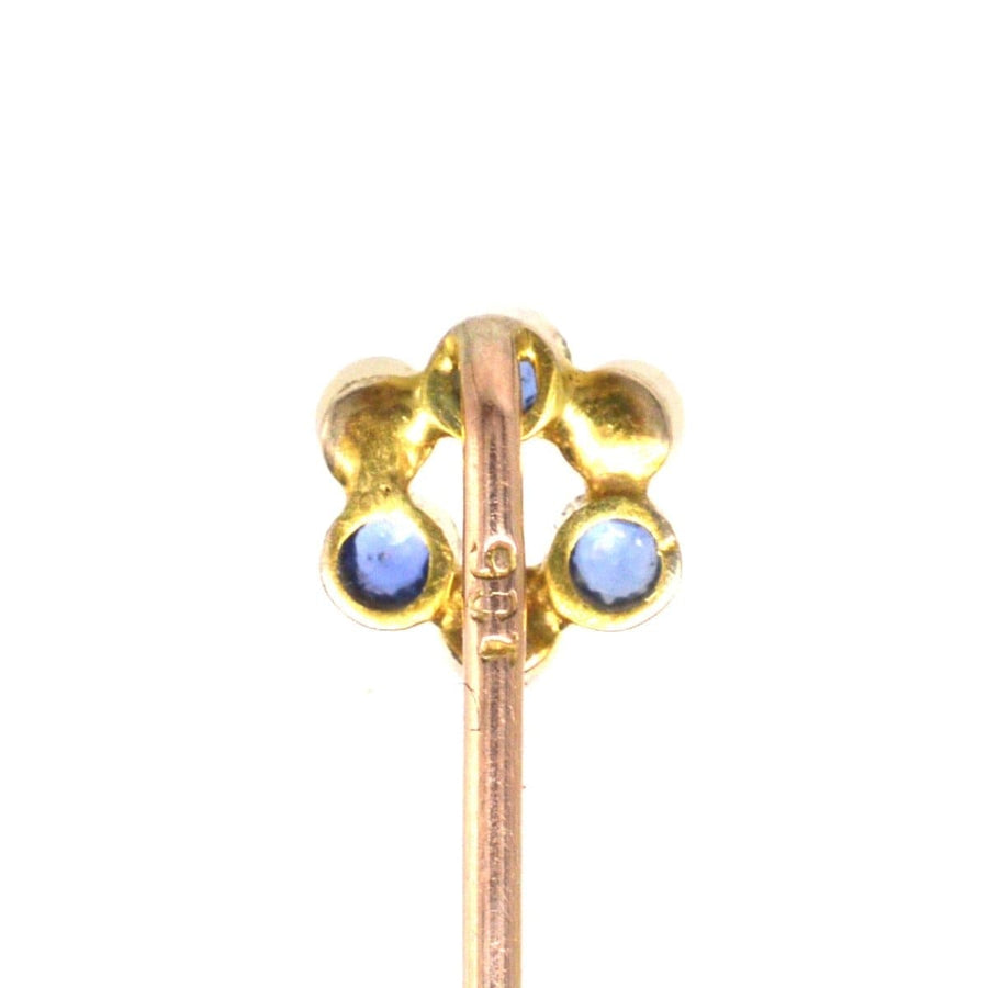 Edwardian 9ct Gold Sapphire and Pearl Wreath Tie Pin | Parkin and Gerrish | Antique & Vintage Jewellery