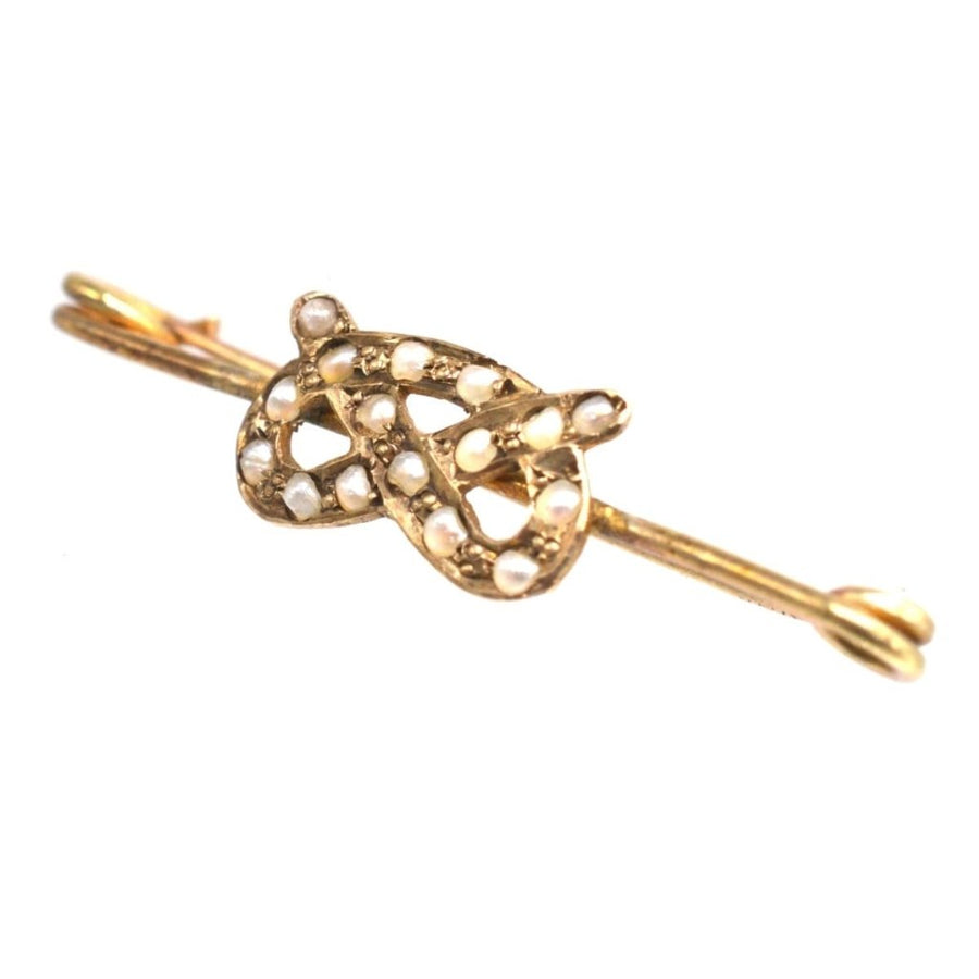 Edwardian 9ct Gold Stafford Knot / Lover's Knot Bar Brooch | Parkin and Gerrish (UK)