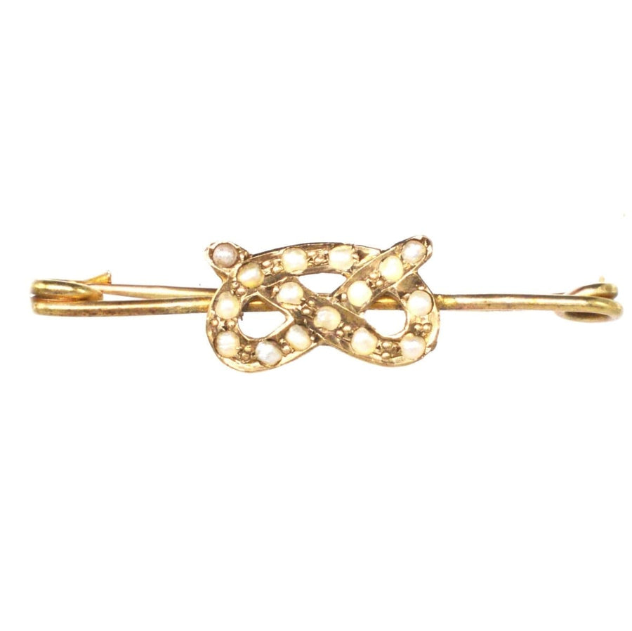 Edwardian 9ct Gold Stafford Knot / Lover's Knot Bar Brooch | Parkin and Gerrish | Antique & Vintage Jewellery