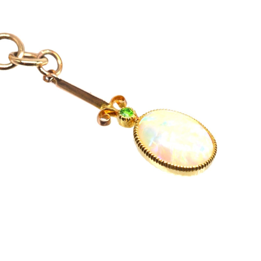 Edwardian Opal and Green Garnet Pendant on modern 9ct gold chain | Parkin and Gerrish | Antique & Vintage Jewellery