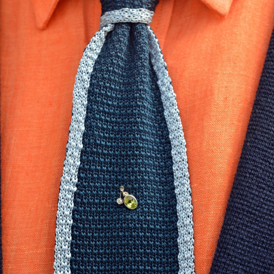 Edwardian Platinum Peridot and Diamond Tie Pin | Parkin and Gerrish | Antique & Vintage Jewellery