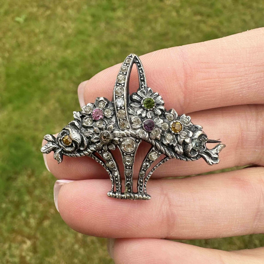 Edwardian Silver Coloured Paste Giardinetti Brooch | Parkin and Gerrish (UK)