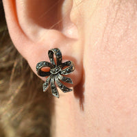 Edwardian Silver Marcasite Bow Earrings | Parkin and Gerrish (UK)