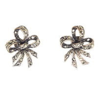 Edwardian Silver Marcasite Bow Earrings | Parkin and Gerrish (UK)