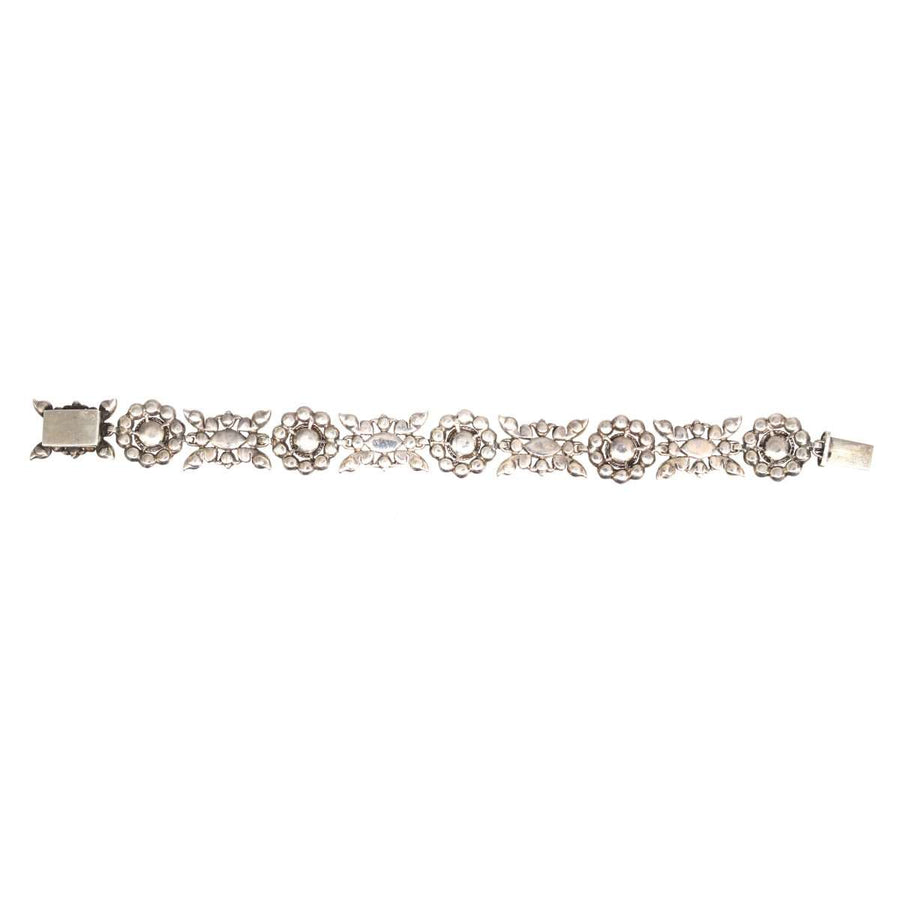 Edwardian Silver White Paste Floral Bracelet | Parkin and Gerrish | Antique & Vintage Jewellery