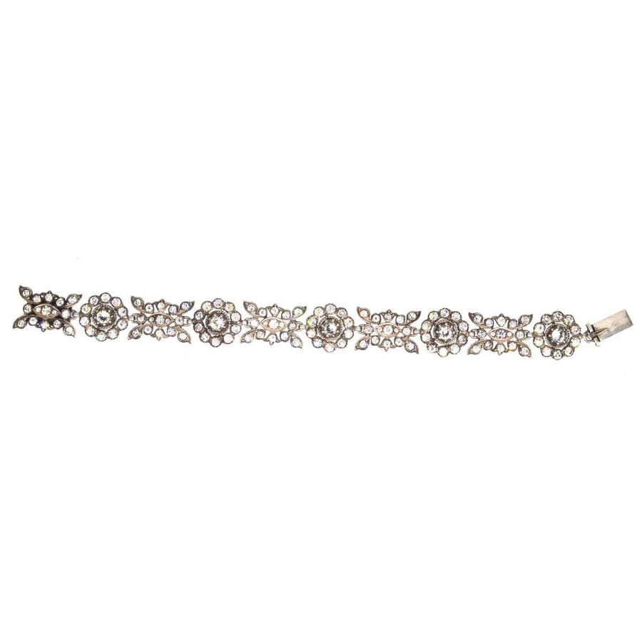 Edwardian Silver White Paste Floral Bracelet | Parkin and Gerrish | Antique & Vintage Jewellery