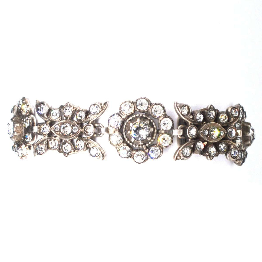 Edwardian Silver White Paste Floral Bracelet | Parkin and Gerrish | Antique & Vintage Jewellery
