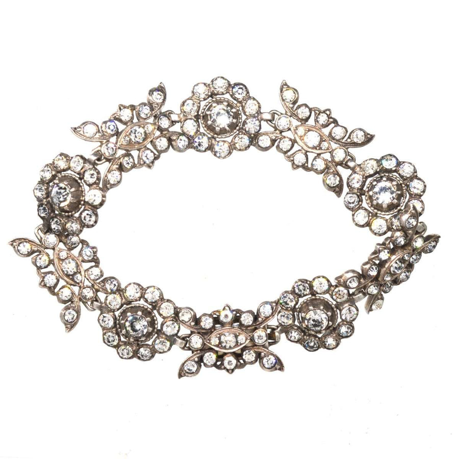 Edwardian Silver White Paste Floral Bracelet | Parkin and Gerrish | Antique & Vintage Jewellery