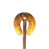 Edwardian Small 9ct Gold Pearl and Angel Skin Coral Horseshoe Tie Pin | Parkin and Gerrish (UK)