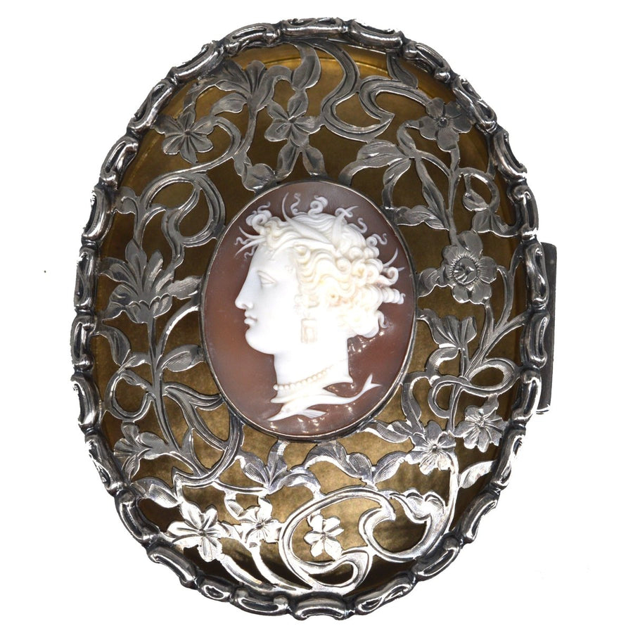 Edwardian Sterling Silver Oval Trinket Box with Italian Cameo of Aphrodite, London 1912 | Parkin and Gerrish | Antique & Vintage Jewellery