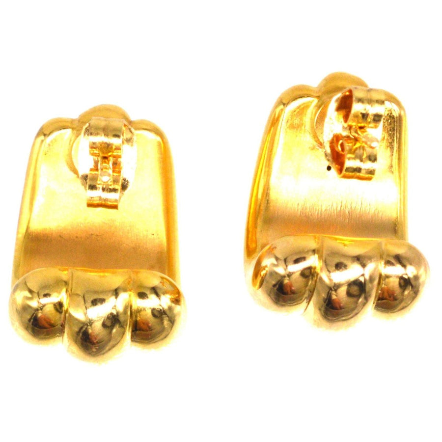 French 18ct Gold Retro Three Band Earrings | Parkin and Gerrish (UK)
