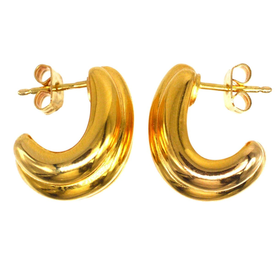 French 18ct Gold Retro Three Band Earrings | Parkin and Gerrish (UK)