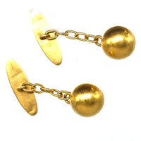 French Art Deco 18ct Gold Ball Cufflinks | Parkin and Gerrish (UK)