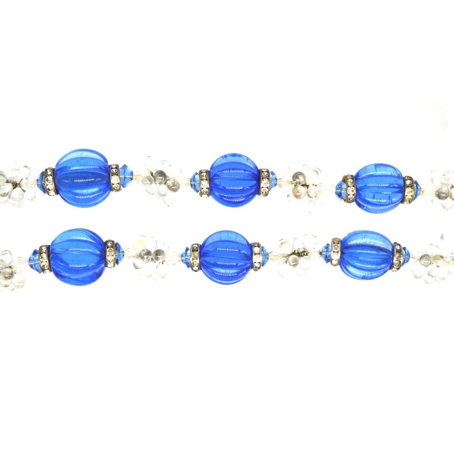 French Art Deco Melon Cut Cobalt Blue Paste Necklace | Parkin and Gerrish (UK)