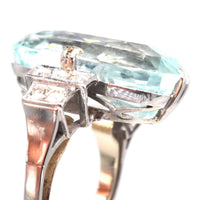 French Art Deco Platinum 12 Carat Aquamarine and Diamond Ring | Parkin and Gerrish (UK)