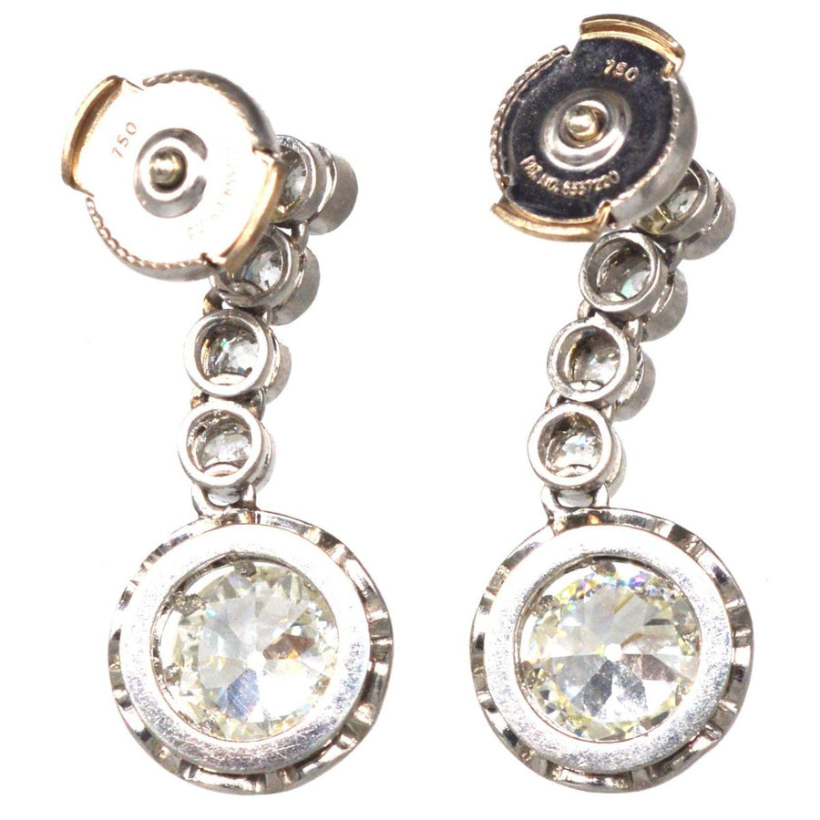 French Belle Epoque 18ct White Gold & Platinum 2.4 carats Diamond Dangling Earrings | Parkin and Gerrish (UK)