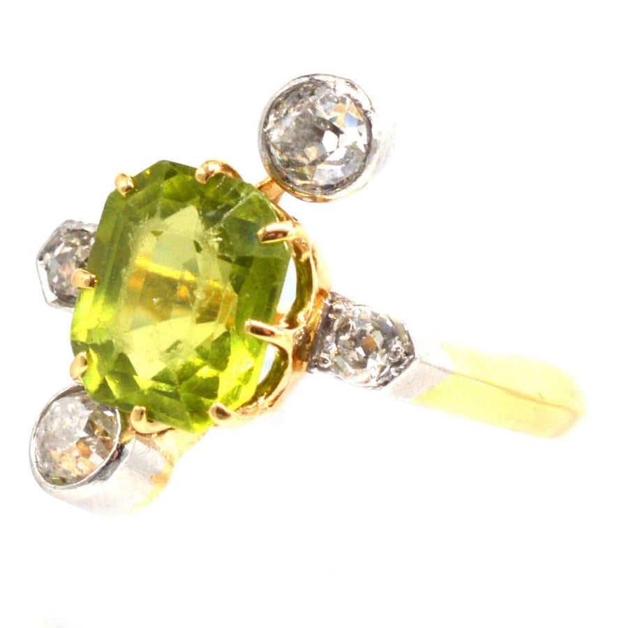 French Belle Epoque Peridot and Diamond Ring | Parkin and Gerrish | Antique & Vintage Jewellery