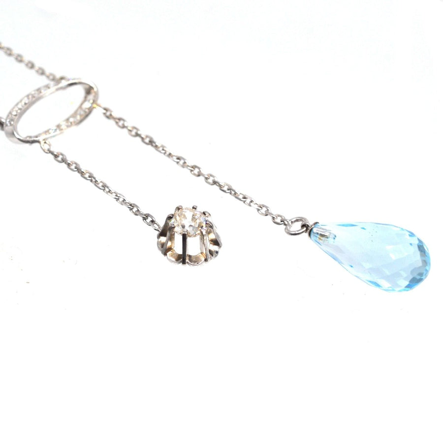 French Belle Epoque Platinum Diamond and Blue Topaz Necklace | Parkin and Gerrish (UK)