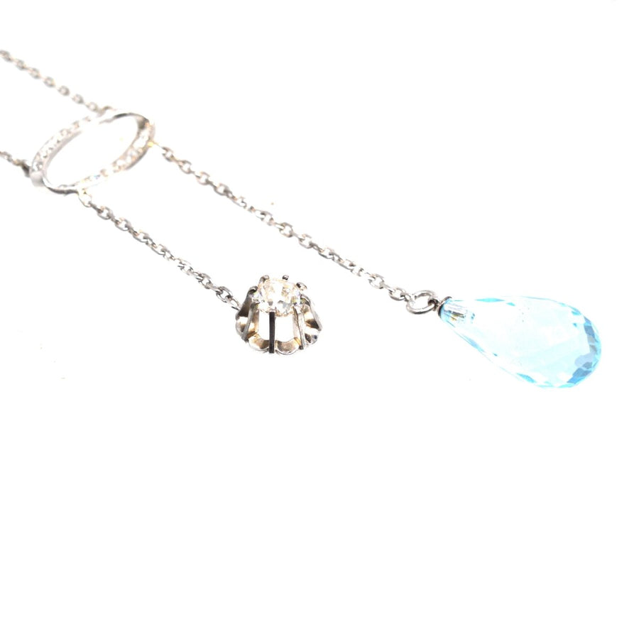 French Belle Epoque Platinum Diamond and Blue Topaz Necklace | Parkin and Gerrish (UK)