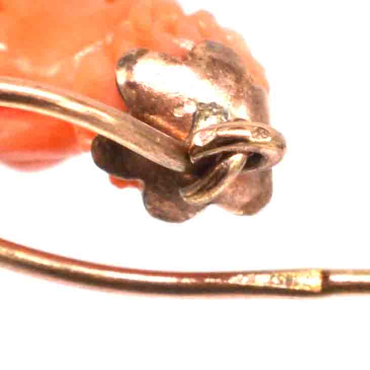 Georgian 12ct Gold Coral Cupid Earrings | Parkin and Gerrish | Antique & Vintage Jewellery