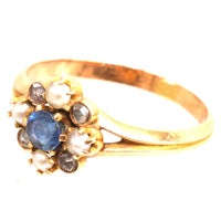Late 19th Century French 18ct Gold Sapphire, Pearl and Diamond Ring | Parkin and Gerrish (UK)