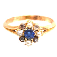 Late 19th Century French 18ct Gold Sapphire, Pearl and Diamond Ring | Parkin and Gerrish (UK)