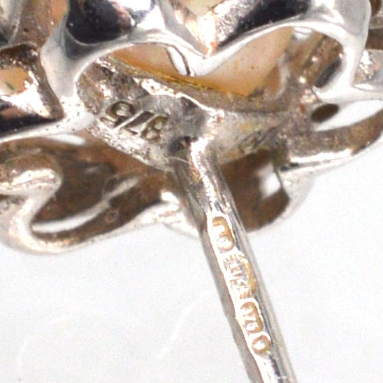Mid Century 9ct White Gold Pearl and Diamond Star Cluster Earrings | Parkin and Gerrish | Antique & Vintage Jewellery