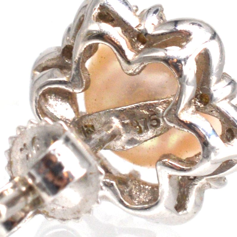 Mid Century 9ct White Gold Pearl and Diamond Star Cluster Earrings | Parkin and Gerrish | Antique & Vintage Jewellery