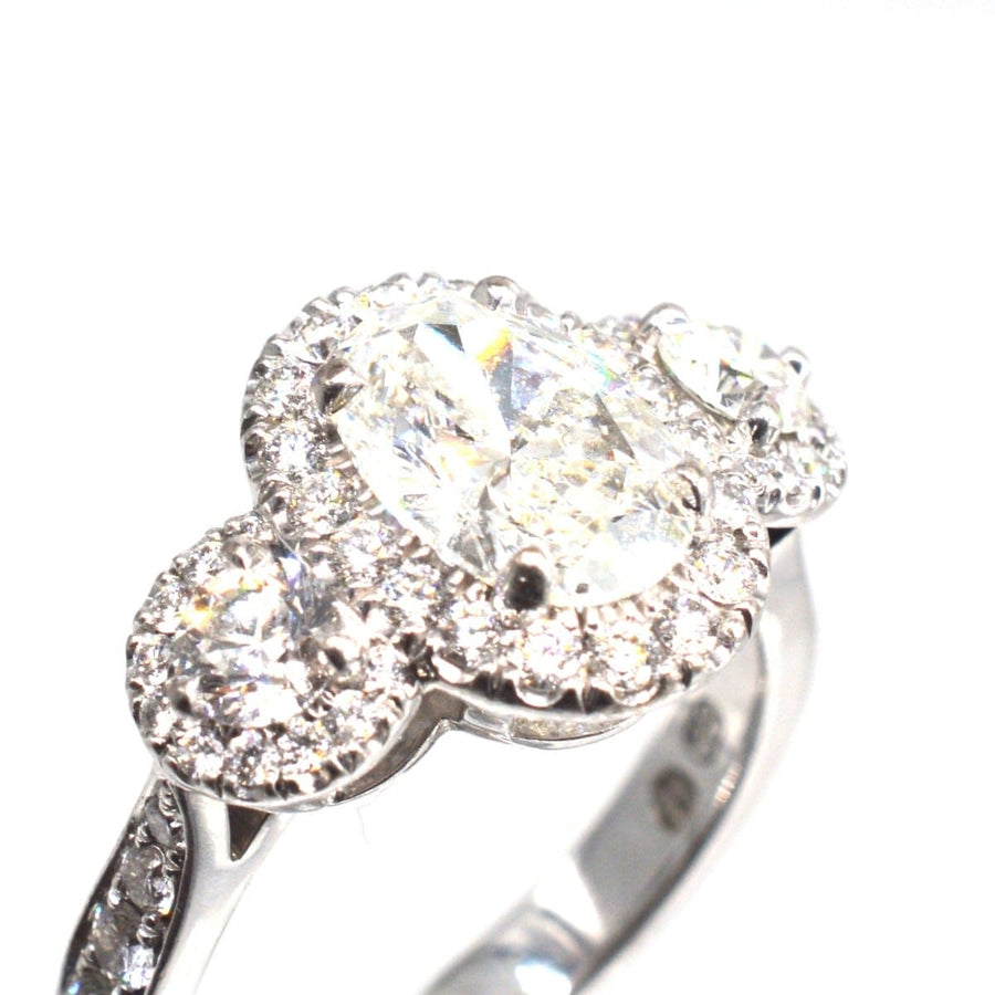 Modern Three Stone Diamond Cluster Ring | Parkin and Gerrish | Antique & Vintage Jewellery