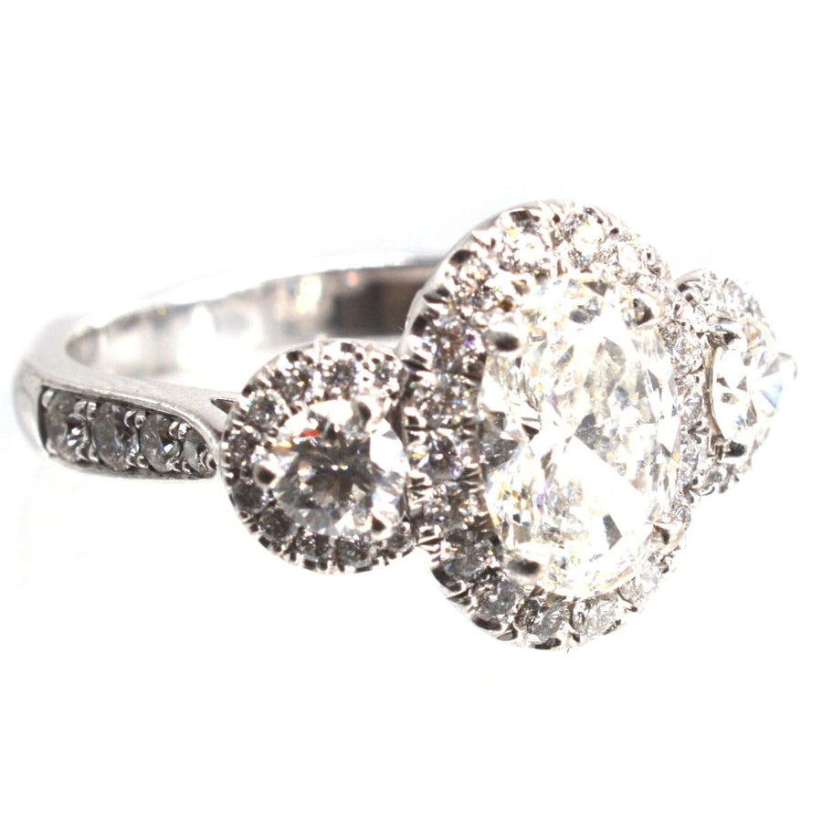 Modern Three Stone Diamond Cluster Ring | Parkin and Gerrish | Antique & Vintage Jewellery