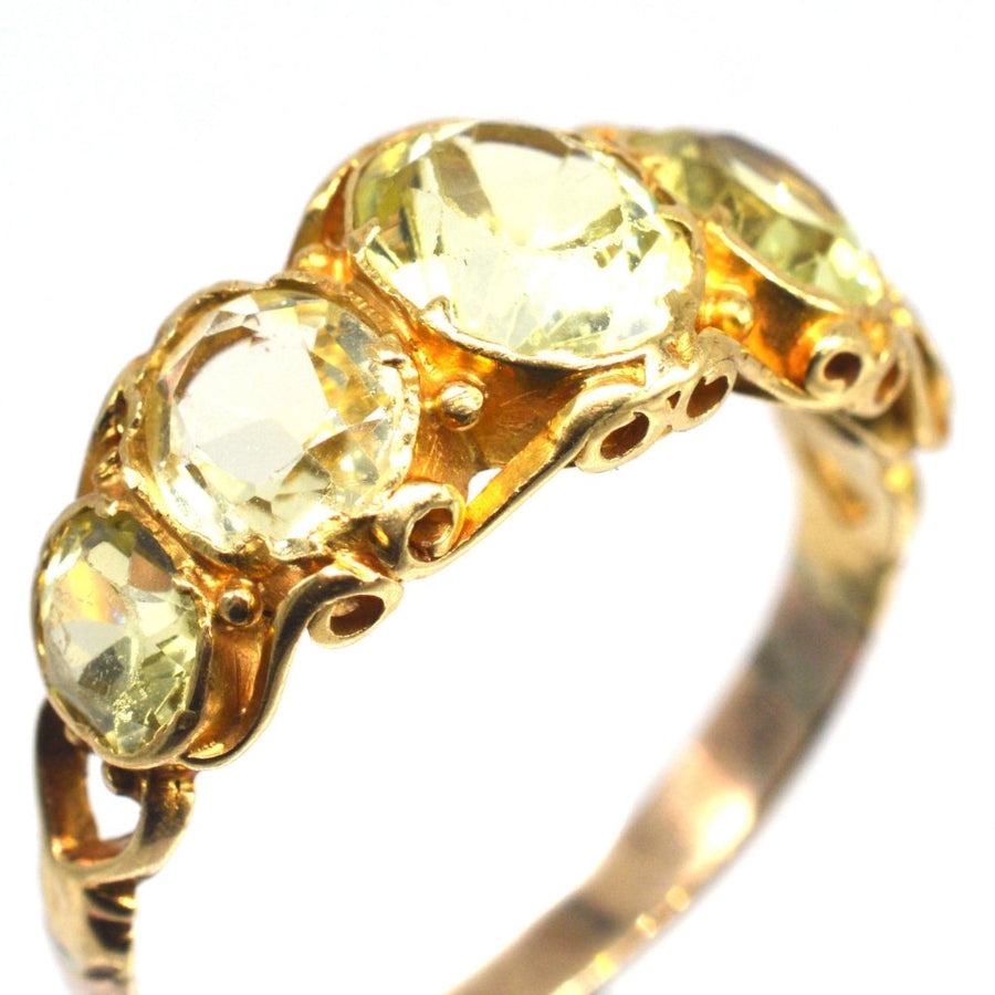 Regency 15ct Gold Ring Set with Five Chrysolites | Parkin and Gerrish (UK)