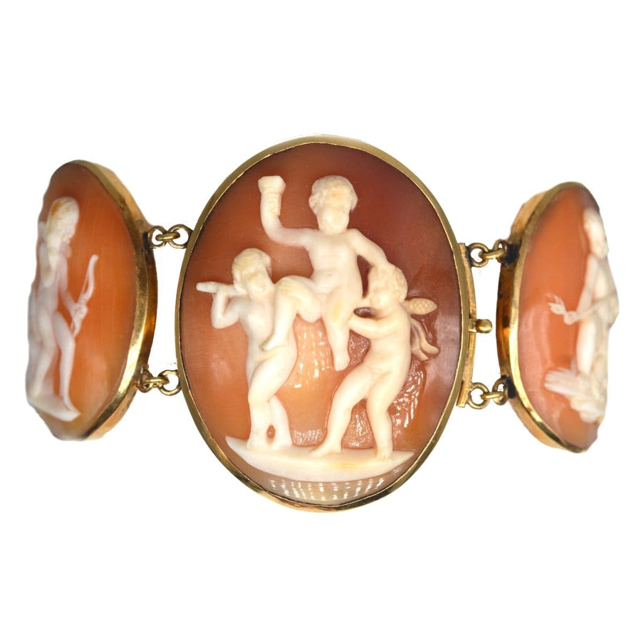 Regency 18ct Gold Shell Carved Cameo of Cupid Bracelet | Parkin and Gerrish | Antique & Vintage Jewellery